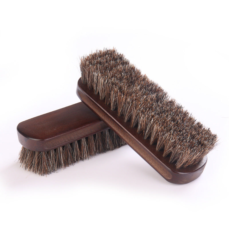 Horsehair Shoe Brush Soft Bristle Polishing Cleaning Brush for Leather Shoes Care – Dust Removal, Buffing & Shoe Shine Tool