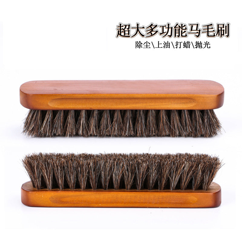 Horsehair Shoe Brush Soft Bristle Polishing Cleaning Brush for Leather Shoes Care – Dust Removal, Buffing & Shoe Shine Tool