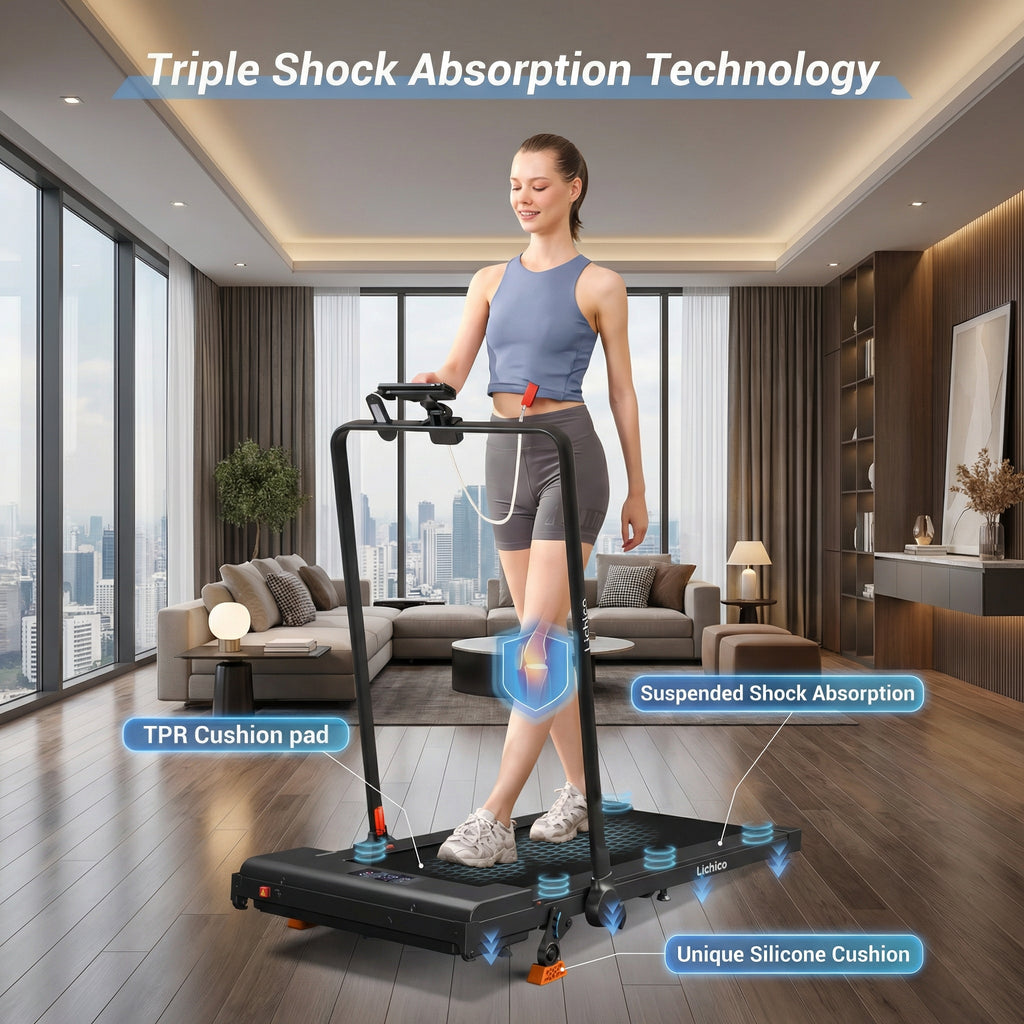Folding Treadmill with Power Incline and Bluetooth Speakers for Home Gym