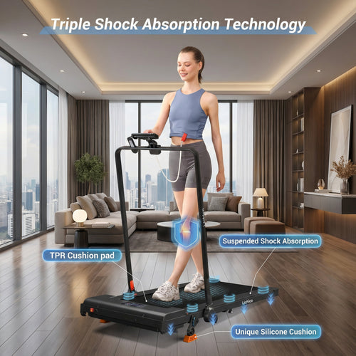 Folding Treadmill with Power Incline and Bluetooth Speakers for Home Gym